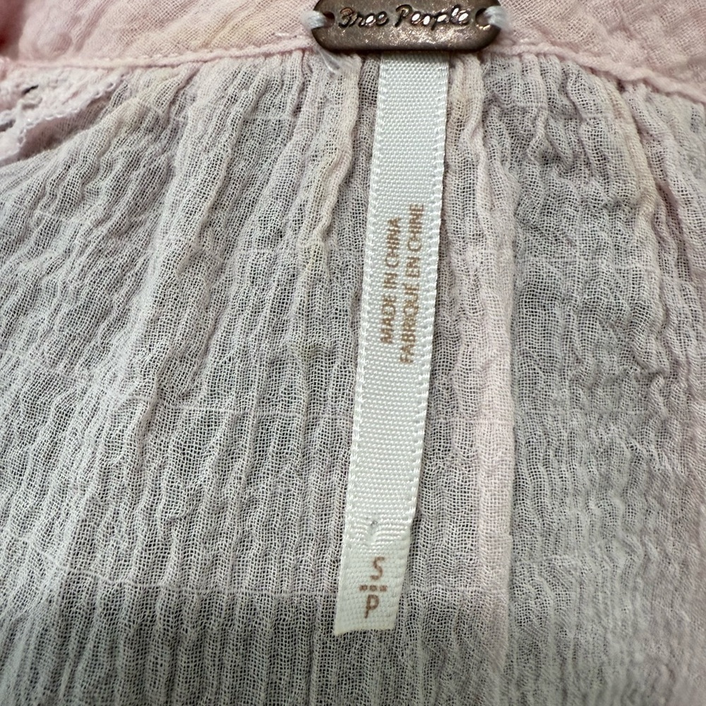 Free People Pink Ruffled Long Sleeve Blouse - Picture 2 of 6